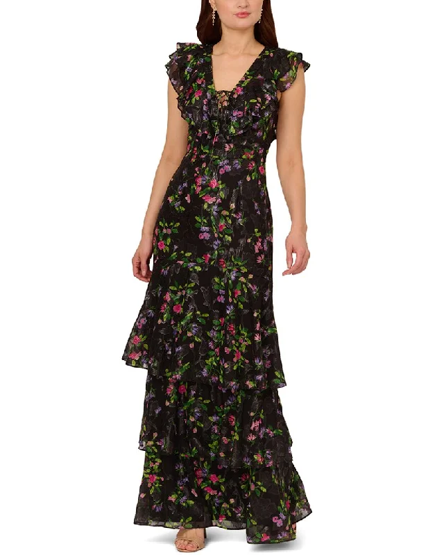 Today’s Deal Adrianna Papell Flutter Tiered Chiffon Gown