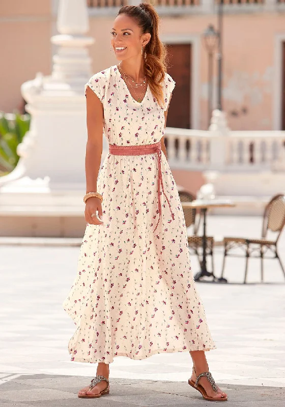 Amazing Deals LASCANA Women's Floral V-Neck Maxi Dress