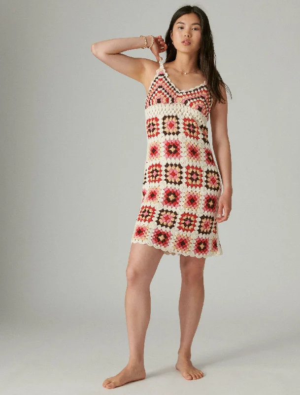 Anniversary Sale Lucky Brand Women's Crochet Square Mini Dress