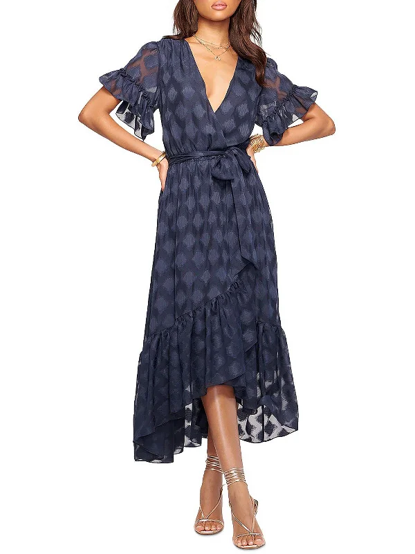 Special Savings Asya Womens Ruffled Hi-Low Wrap Dress