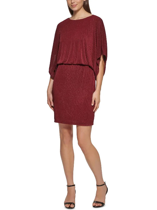 Act Fast Womens Textured Striped Mini Dress