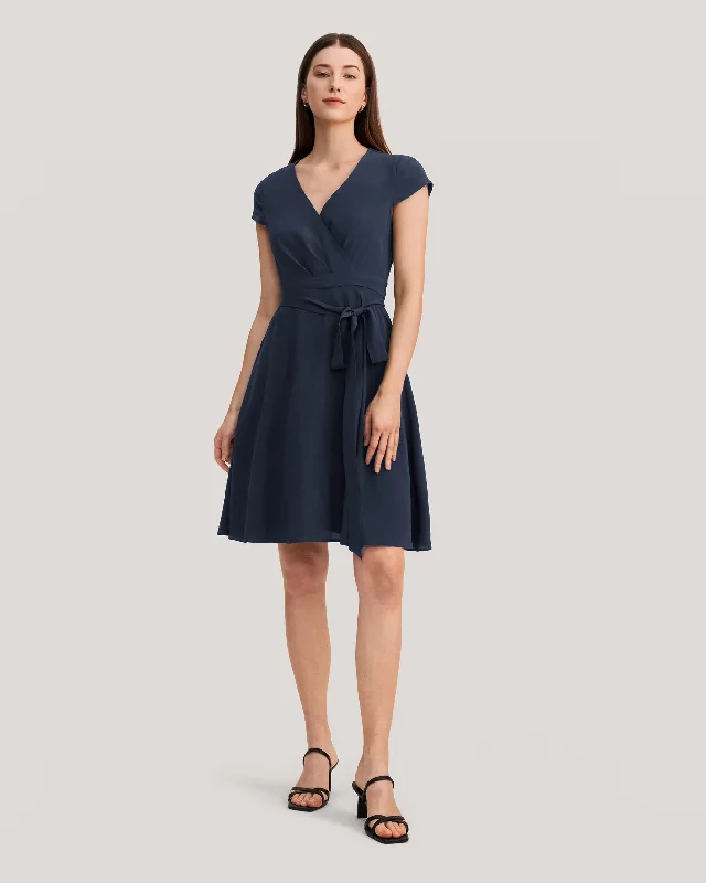 Bonus Savings Figure Flattering Silk Wrap Dress