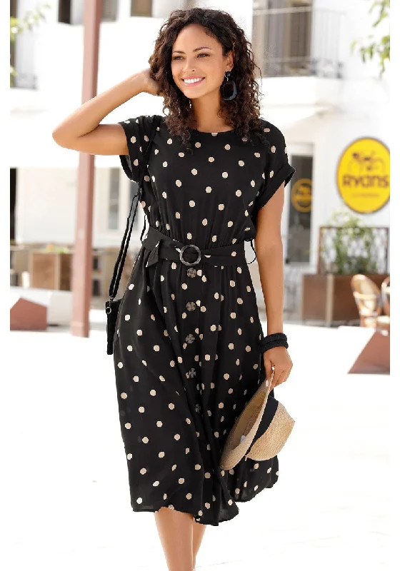 Savings Bonanza LASCANA Women's Belted Polka Dot Dress