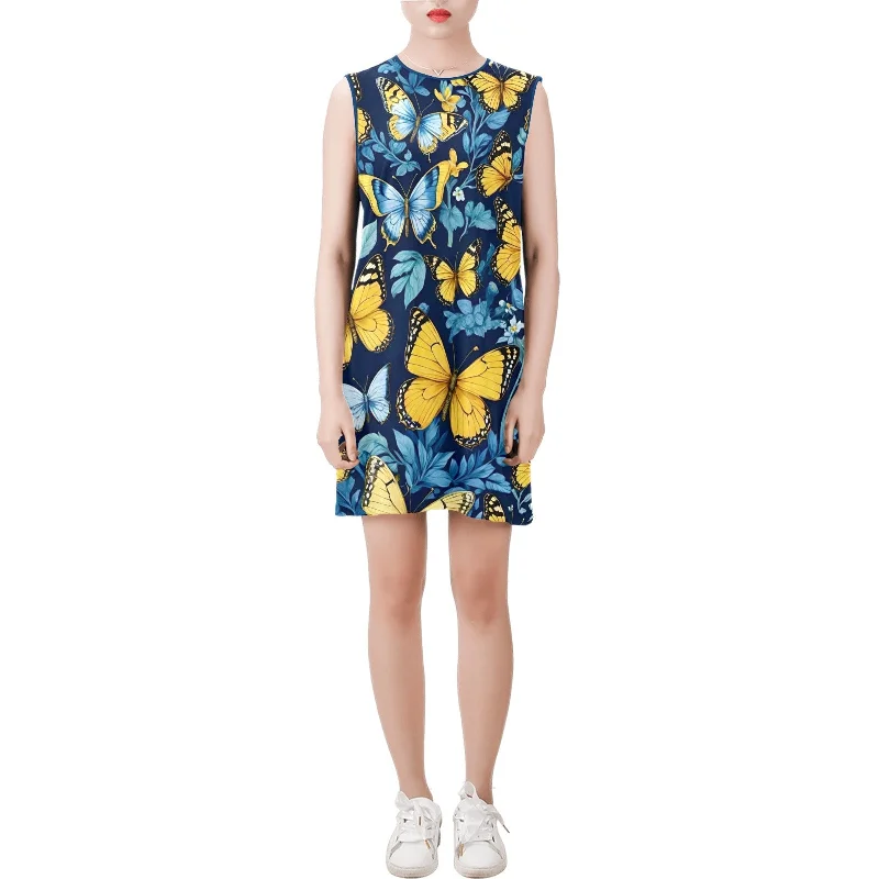 Bargain Prices Sleeveless Round Neck Shift Dress (Model D51)