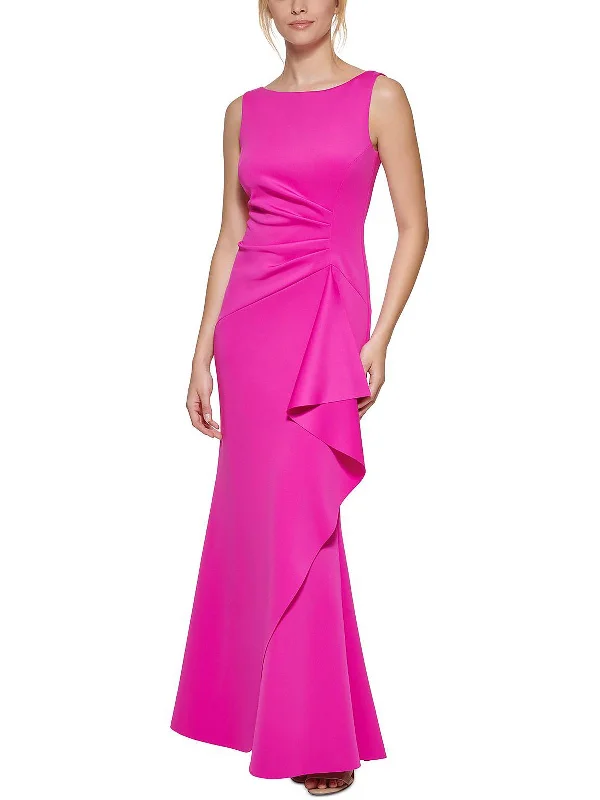 Bonus Savings Womens Cascade Ruffle Maxi Evening Dress
