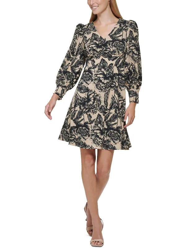 Bargain Bin Womens Printed Knee Fit & Flare Dress