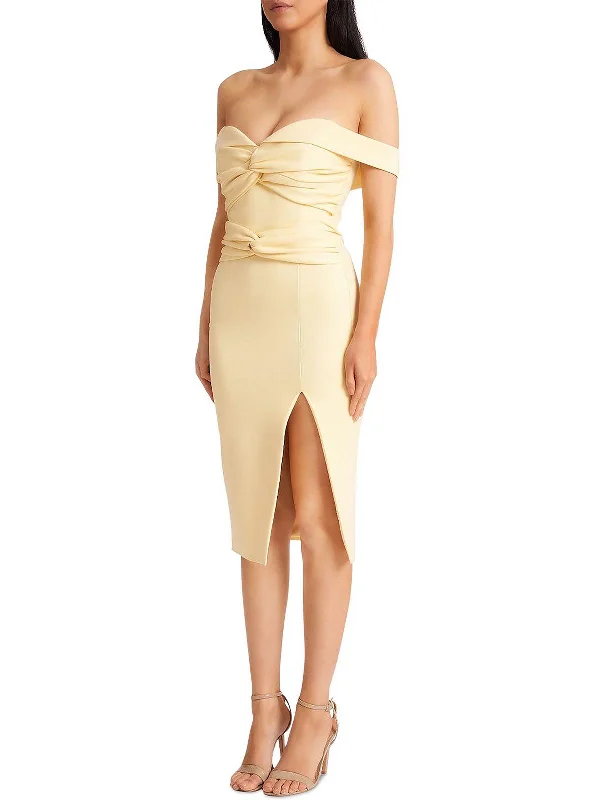 Amazing Deals Womens Ruched Off-The-Shoulder Cocktail and Party Dress