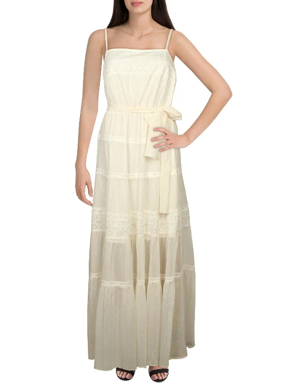 Great Bargains Womens Metallic Lace Trim Maxi Dress