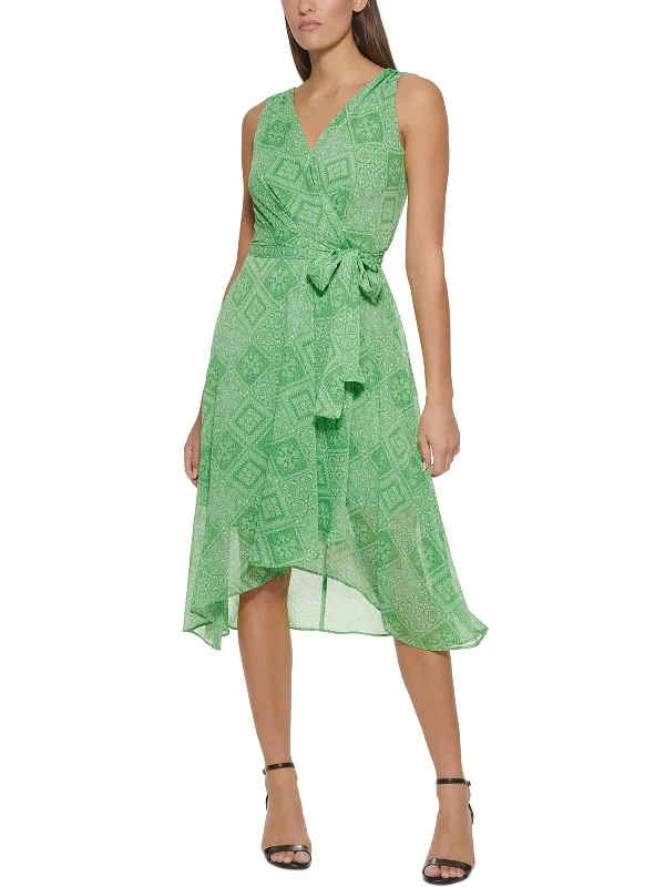 Price Fest Womens Chiffon Printed Midi Dress