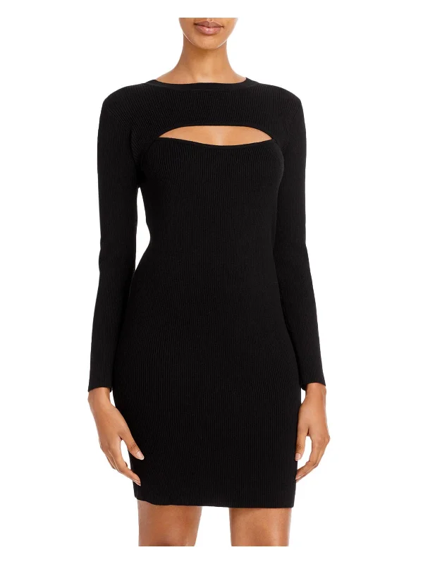 Must-Have Deals Womens Cut Out Ribbed Knit Mini Dress