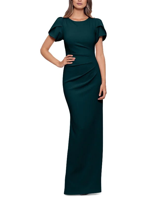 Act Fast Womens Ruched Pleated Evening Dress
