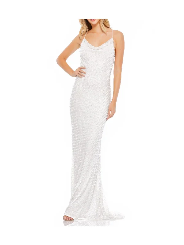 Flash Deals Womens Embellished Lace-Up Evening Dress