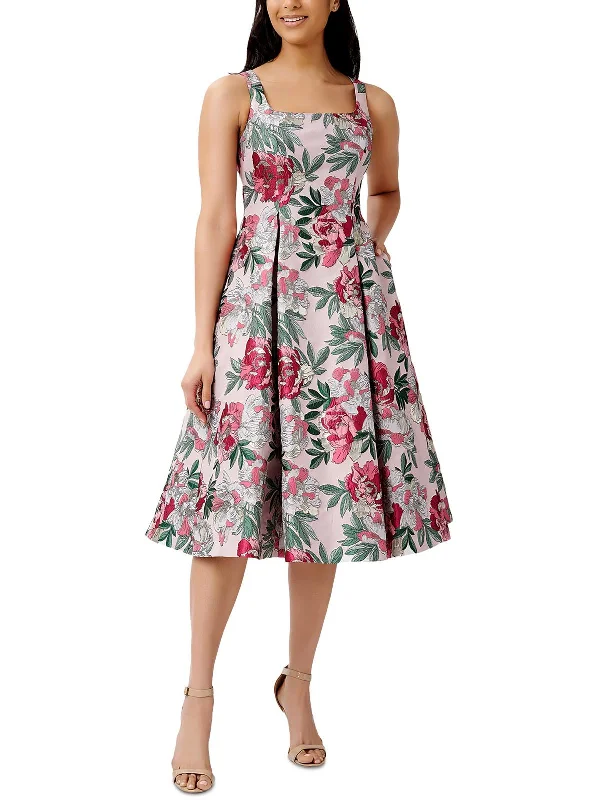 Today’s Deal Womens Metallic Floral Cocktail and Party Dress