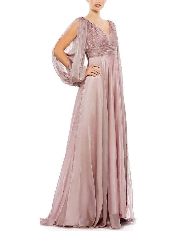 Deal Explosion Mac Duggal Chiffon Open Sleeve A-Line Gown