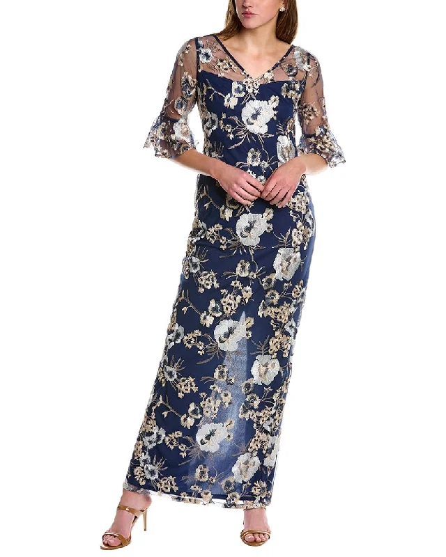 Special Savings Adrianna Papell Embroidered Column Gown