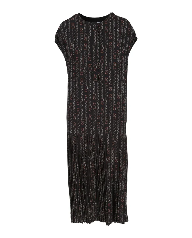 Special Discount Chain Print Pleated Midi Dress