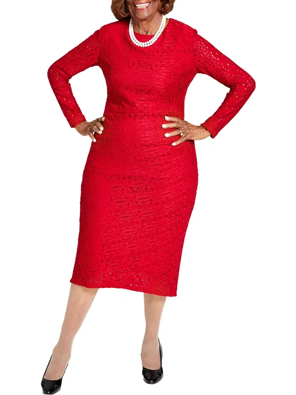 Big Savings Womens Lace Crew Neck Bodycon Dress