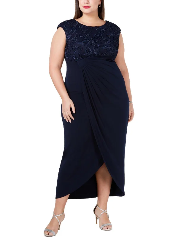 Exclusive Offers Plus Womens Faux Wrap Soutache Evening Dress