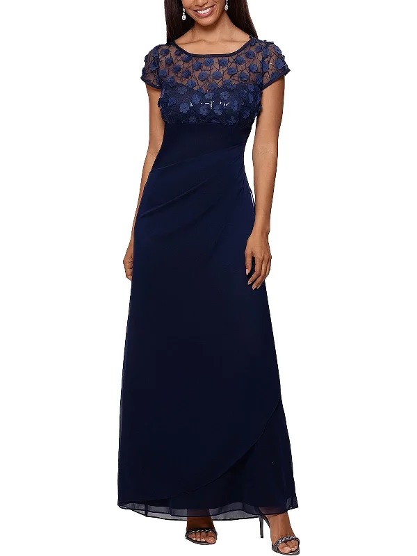 Sneak Peek Sale Womens Sequined Cap Sleeves Evening Dress