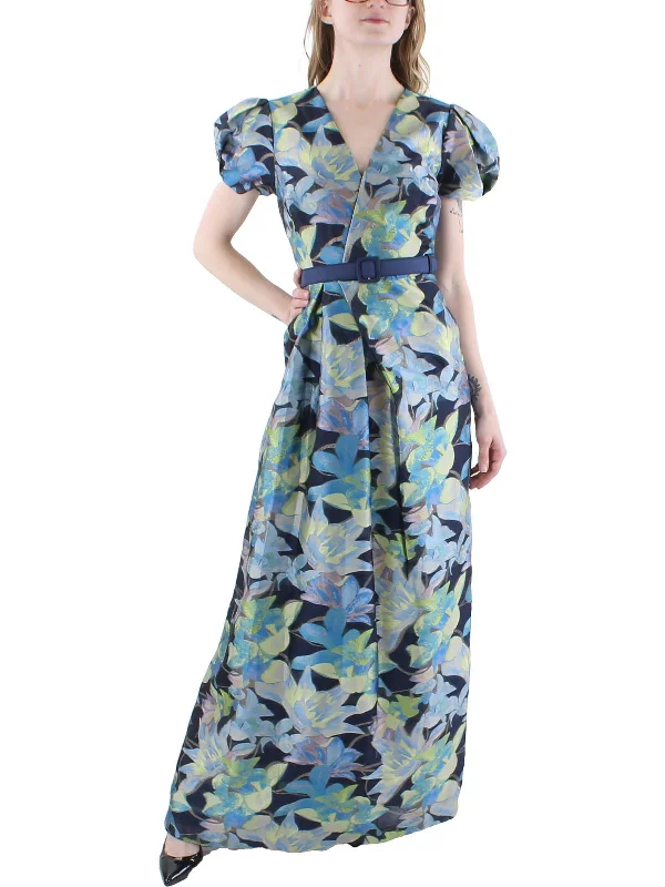 Fantastic Offers Womens Floral Pleated Evening Dress
