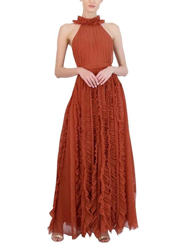 Super Sale Womens Ruffled Long Evening Dress