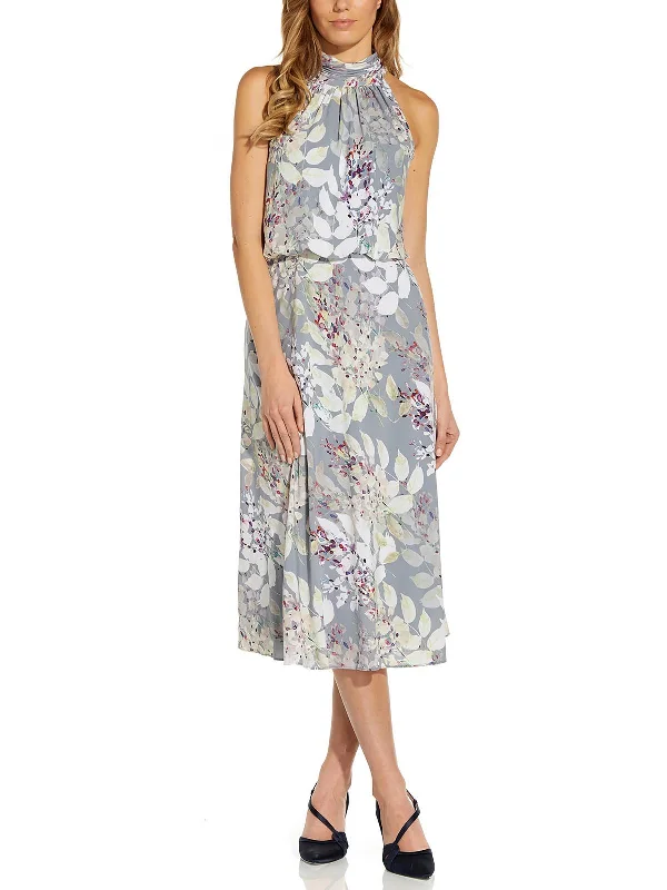 Unmissable Offer Womens Floral Print Mid Calf Halter Dress