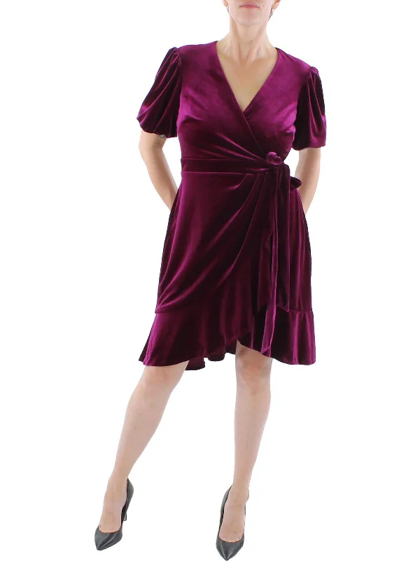 Hot Deal Womens Velvet Knee Cocktail and Party Dress