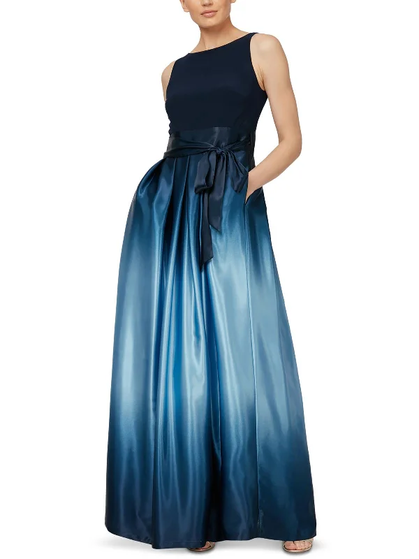 Major Savings Petites Womens Ombre Satin Evening Dress