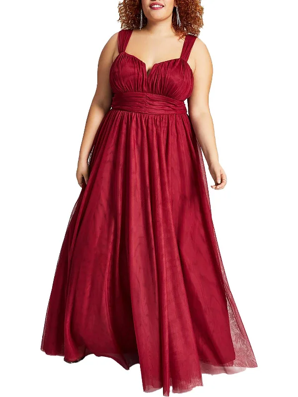 Savings Alert Plus Womens Mesh Sleeveless Evening Dress