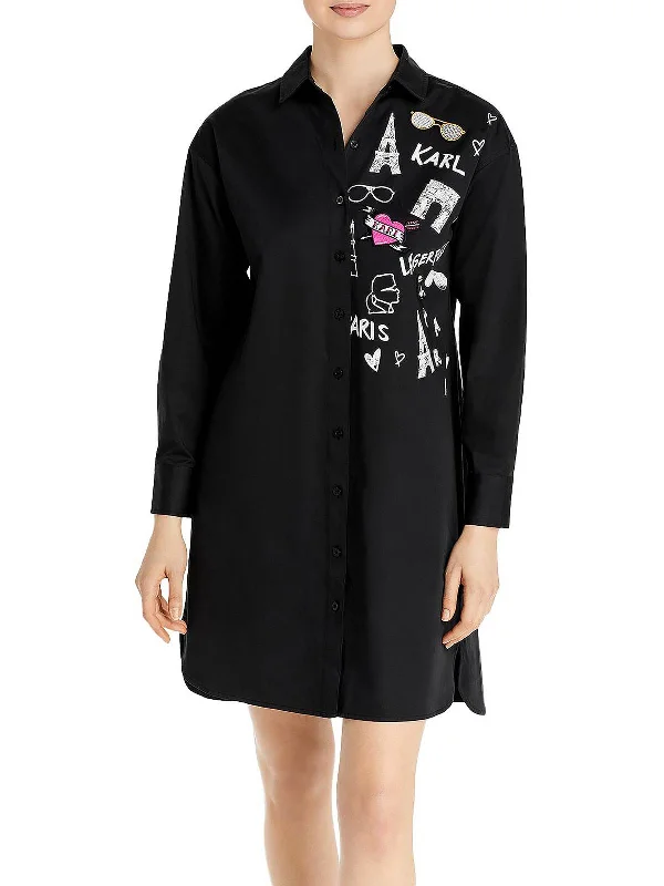 Low Prices Womens Poplin Long Sleeve Shirtdress