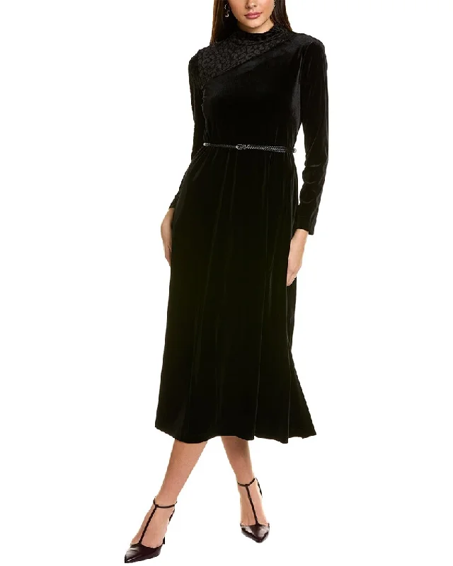 Act Fast Anne Klein Burnout Velvet Midi Dress