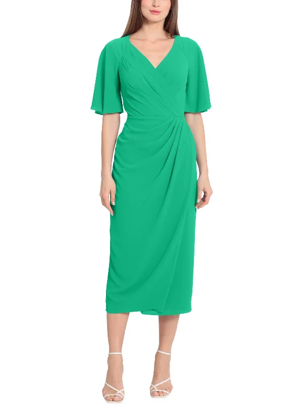 Exclusive Savings Womens Flutter Sleeve Calf Midi Dress
