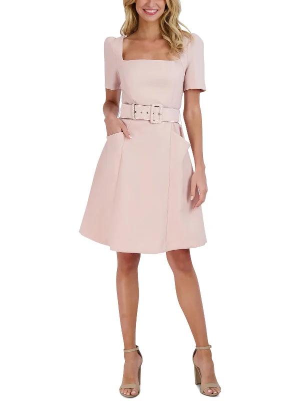 Act Fast Womens Square Neck Mini Fit & Flare Dress