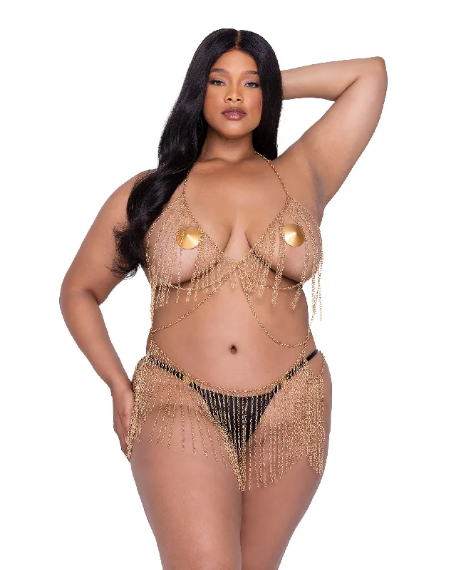 Flash Sale Queen Fringe Fetish Body Chain Dress