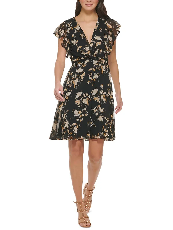 Sale Event Womens Font Twist Polyester Fit & Flare Dress
