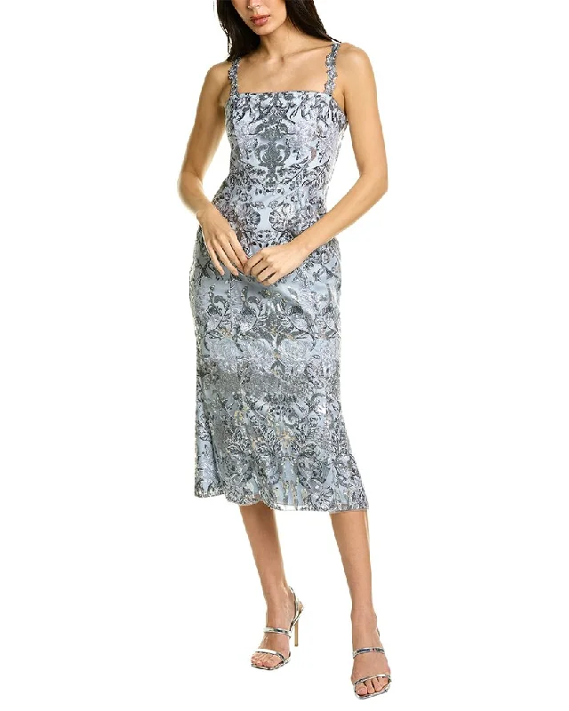Members Only Marchesa Notte Embroidered Midi Dress