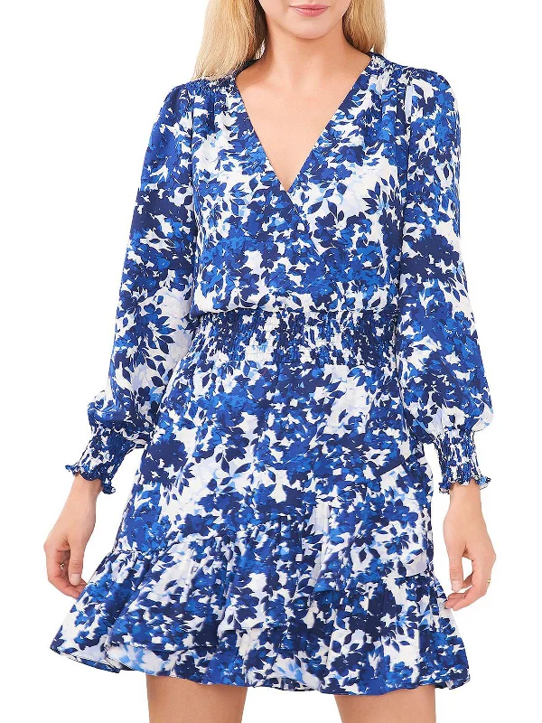 Bargain Blast Womens Chiffon Floral Print Mini Dress