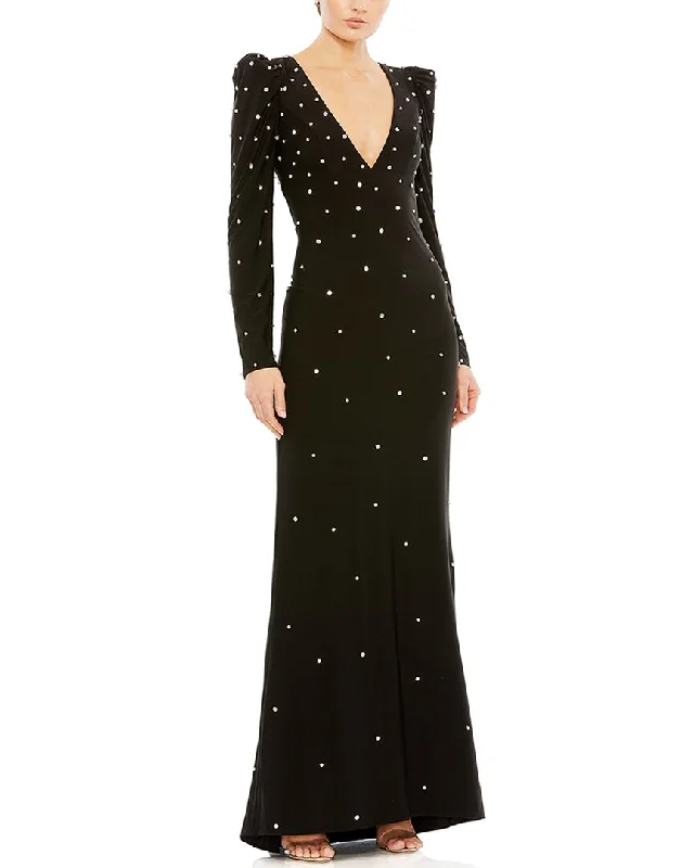 New Arrival Mac Duggal Rhinestone Encrusted V-Neck Gown