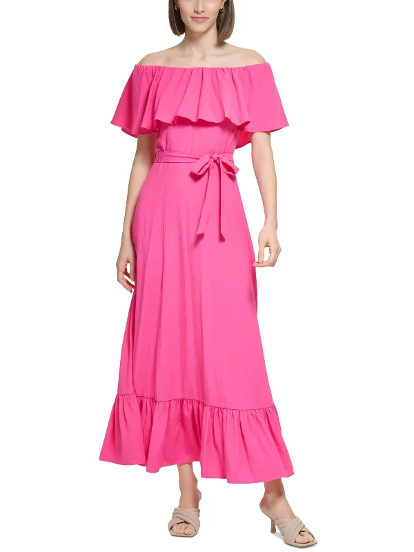 Savings Galore Womens Crinkled Long Maxi Dress