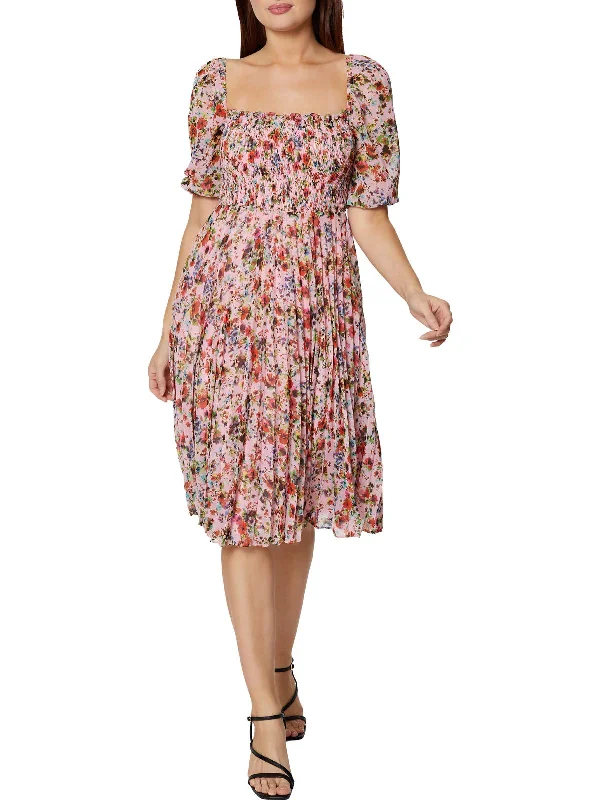 Great Deals Womens Floral Pleated Midi Dress