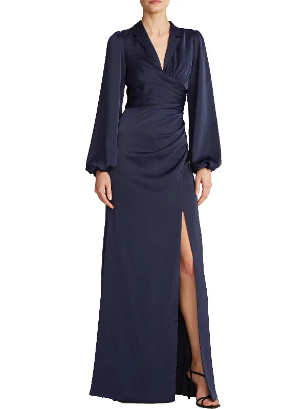 Daily Specials Womens Bishop Sleeve Maxi Evening Dress