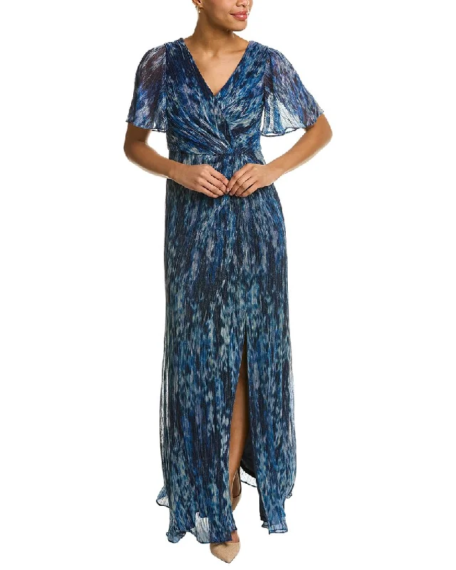 Today's Special Adrianna Papell Metallic Crinkled Mesh Gown