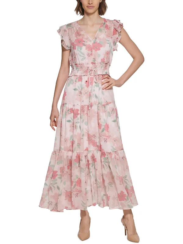 Last Chance Womens Smocked Long Maxi Dress