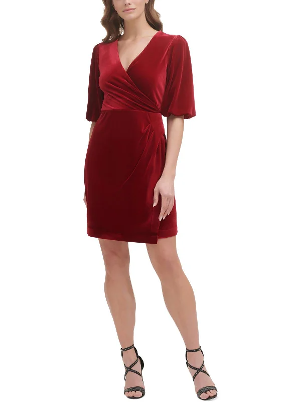 Seasonal Clearance Womens Faux Wrap Side Ruche Wear to Work Dress