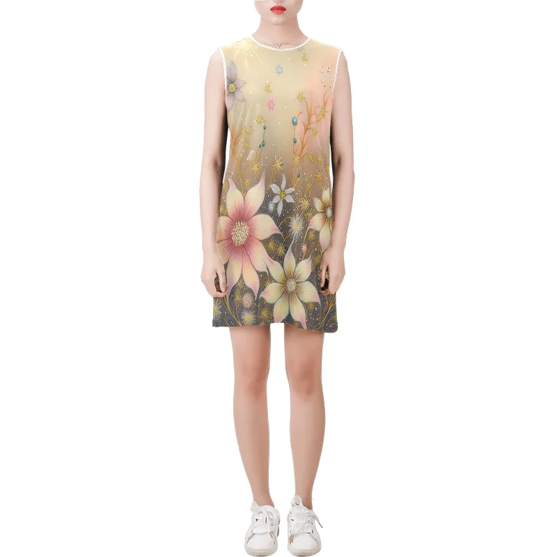 Fantastic Offers Sleeveless Round Neck Shift Dress (Model D51)