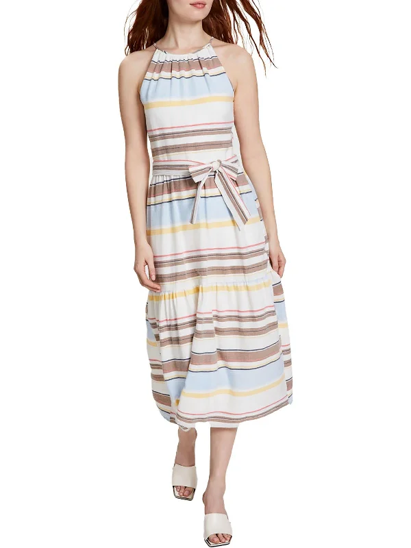 Final Sale Womens Halter Long Fit & Flare Dress