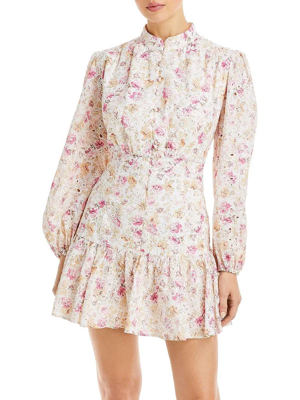 Bargain Prices Womens Button-down Eyelet Mini Dress