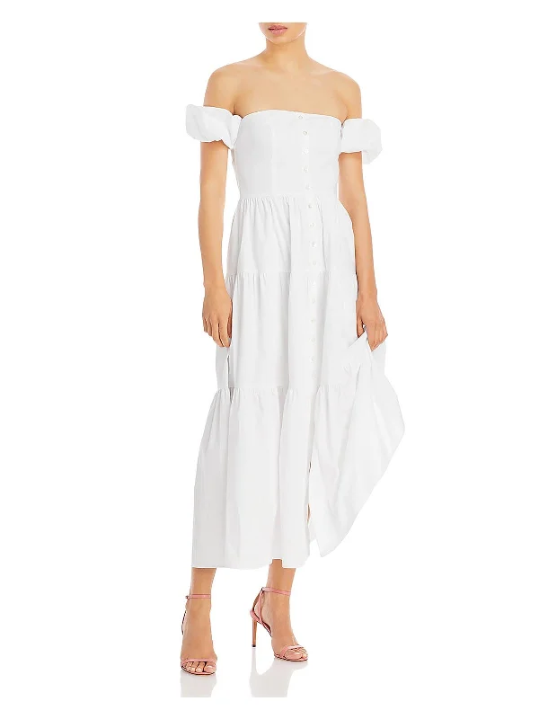 Huge Savings Elio Womens Tiered Off The Shoulder Fit & Flare Dress