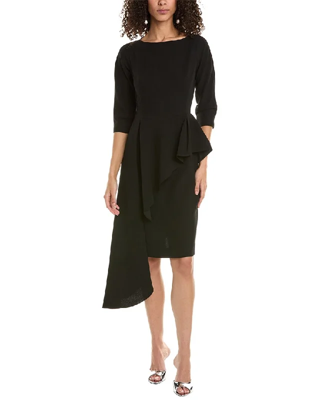 Overstock Sale Teri Jon by Rickie Freeman Crepe Asymmetrical Peplum Sheath Dress