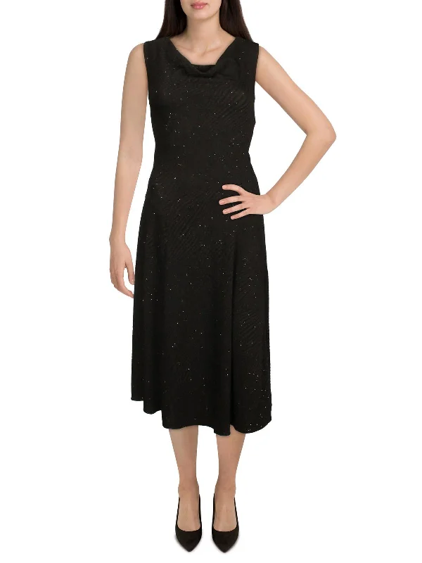 Loyalty Reward Petites Womens Glitter Midi Cocktail and Party Dress